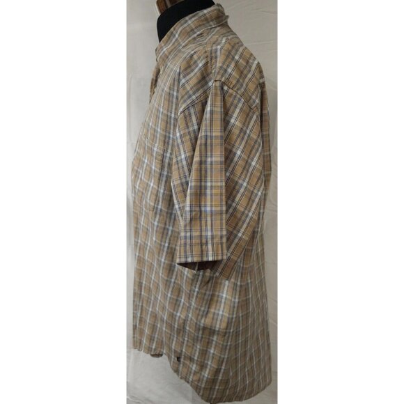 Wrangler Cool River Mens Large Tan Plaid  Short Sleeve Button Down Western Shirt - Picture 5 of 11